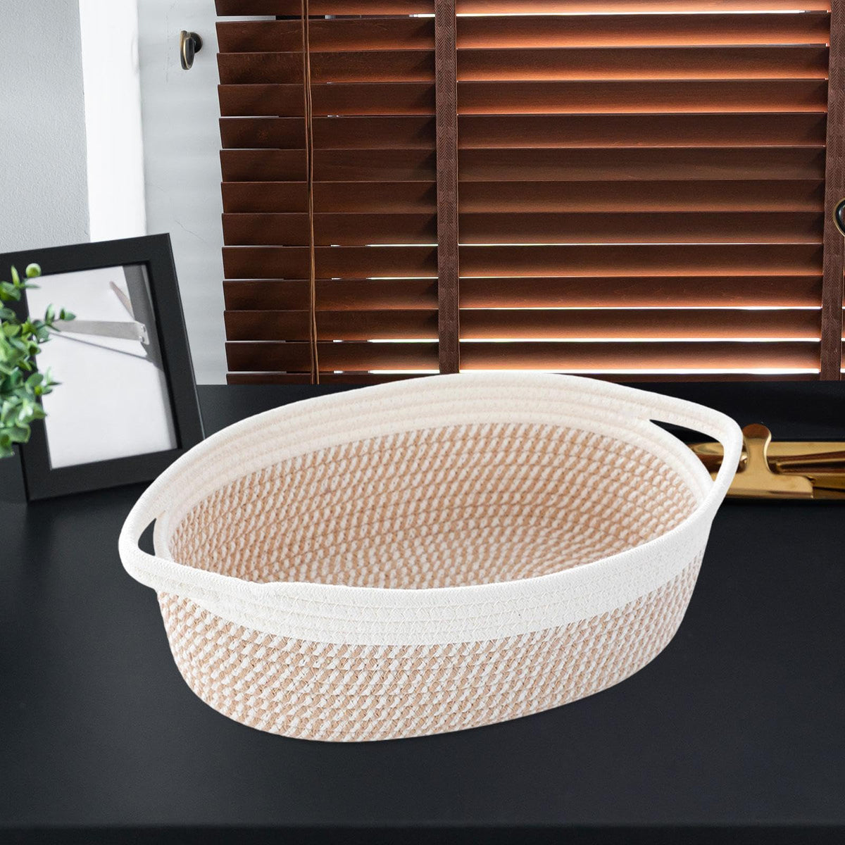 TRENDYNEST Cotton Rope Basket Sturdy Woven Basket with Handle for Nursery Towels Diaper White Yellow White | Home & Garden | Hou