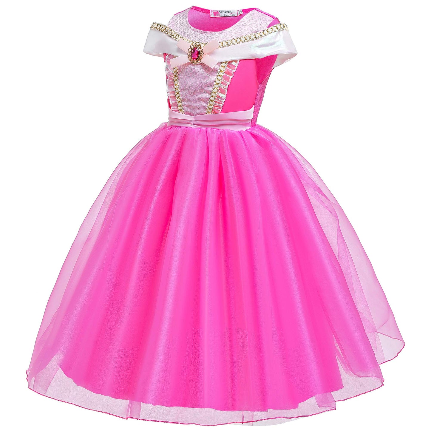 Princess Dress Aurora Costume Girls Costumes Birthday Party Halloween Dress Up For Girls 6-7Years(130Cm,Q99)