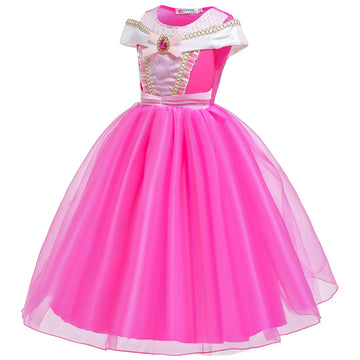 Princess Dress Aurora Costume Girls Costumes Birthday Party Halloween Dress Up For Girls 6-7Years(130Cm,Q99)