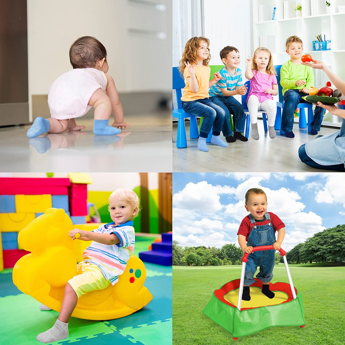 Grpskcos Toddler Boys Girls Non Slip Socks 12 Pairs Anti Skid Sticky Baby Socks Cotton Socks For 0-5 Years Little Kids Infants (