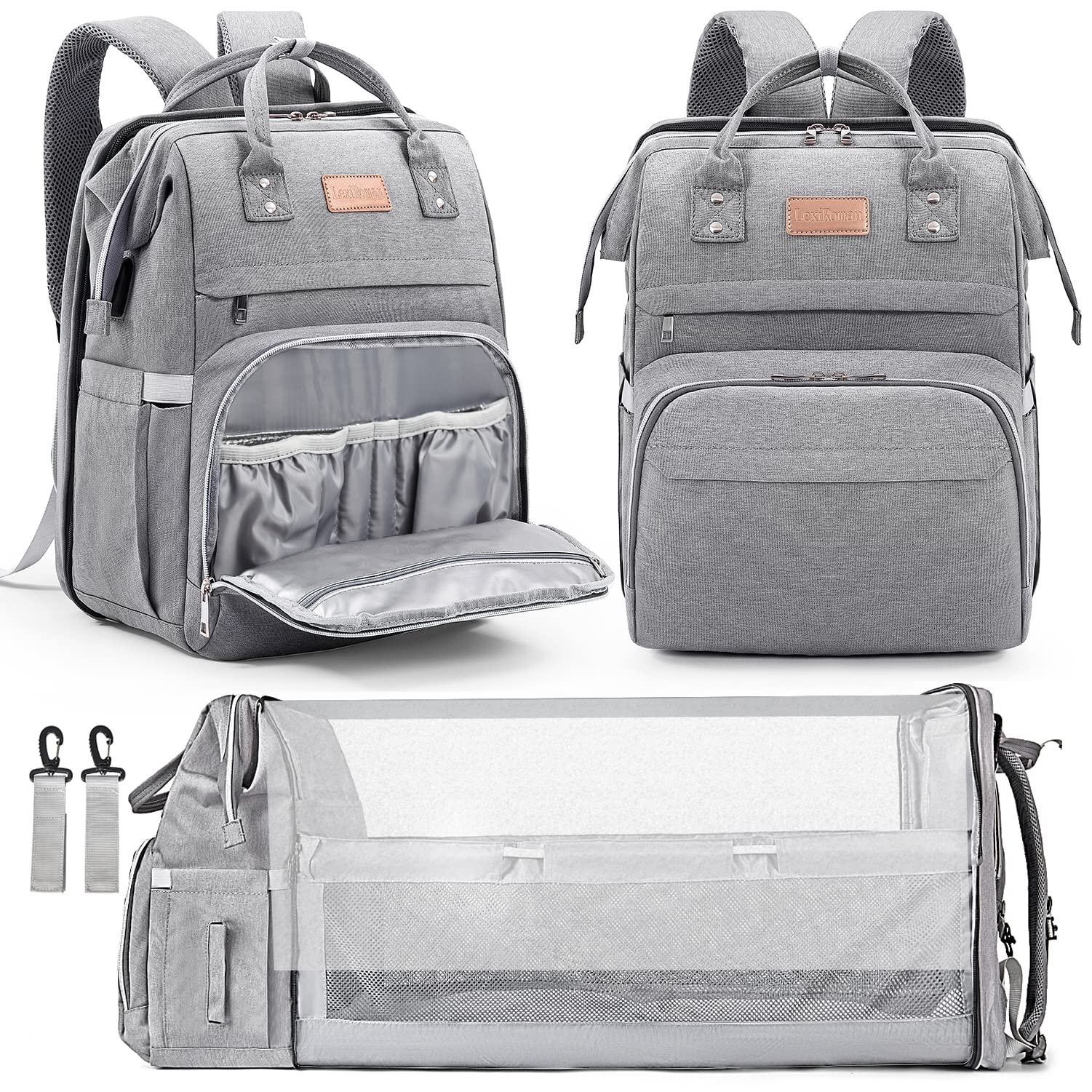Lexiroman Diaper Bag Backpack, Large Capacity Multifunction Baby Bag For Boy Girl, Travel For Moms Dads, Baby Registry Search Sh