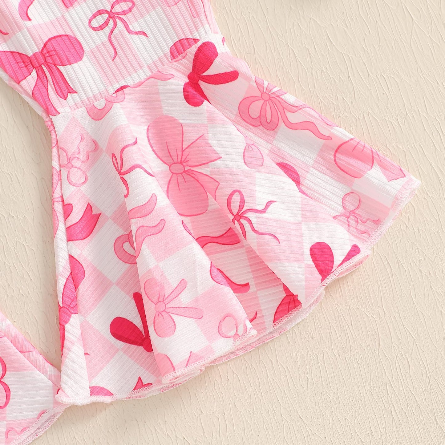 Yokjzjd Toddler Baby Girl Valentines Day Outfit Bow Print Suspender Romper Jumpsuit Overalls Bell Bottom Pants Fall Clothes (Pin