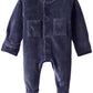 L'Ovedbaby Unisex-Baby Newborn Organic Cotton Velour Footed Overall, Navy, New Born