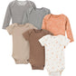 Gerber Unisex Baby Multi-Pack Onesies Bodysuits (Short And Long Sleeve), Tan Little Apples, Newborn