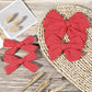 Deeka 4 Pcs Red Cotton Linen Hair Bows 3 Styles 5' & 4' Handmade Hair Bow Set For Toddler Girls Alligator Hair Clips Knot Bows