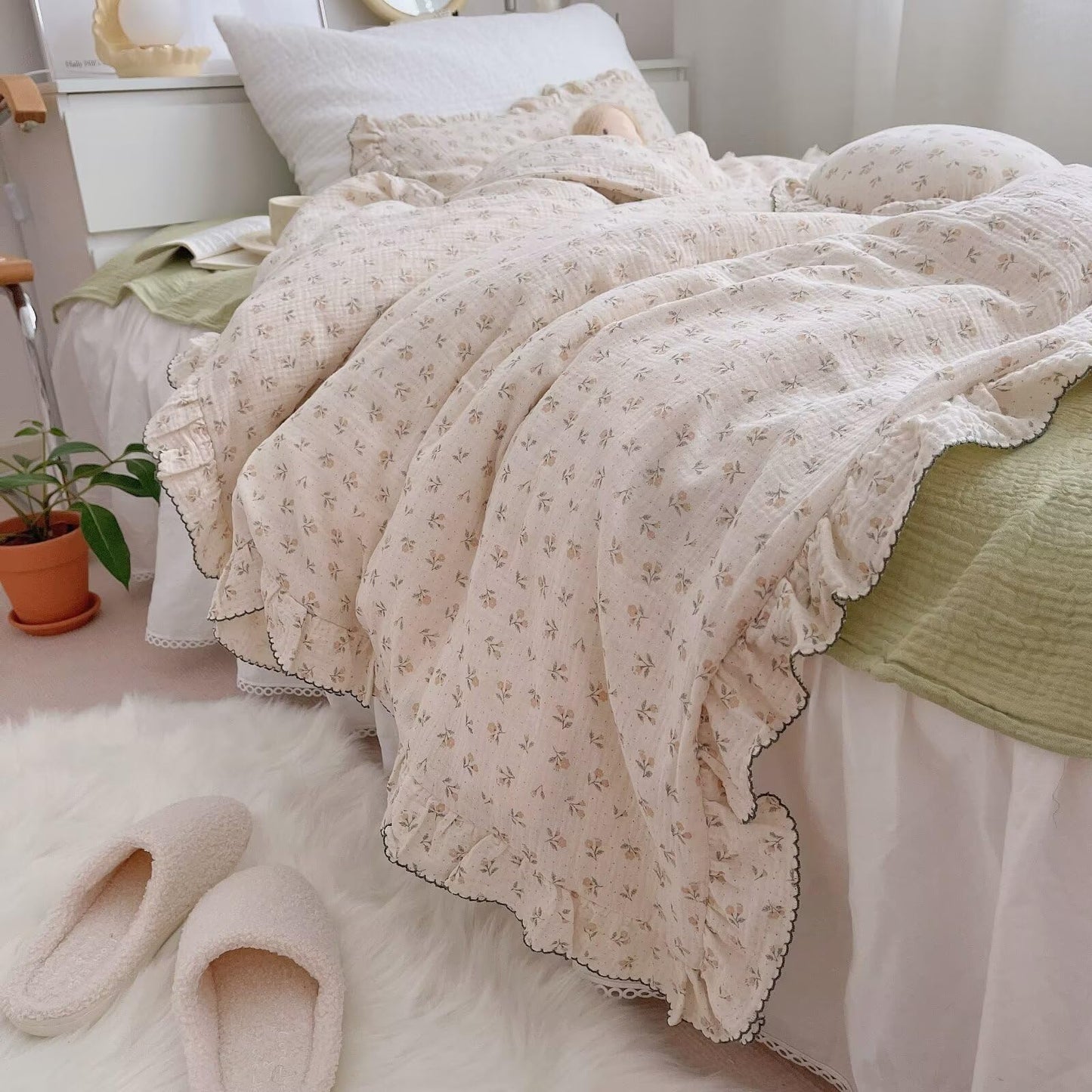 Bulutu Girls Toddler Duvet Cover 47 X 59 Inch, Soft Muslin Cotton Crib Duvet Covers For Summer Quilt Cover Toddler Baby Bedding