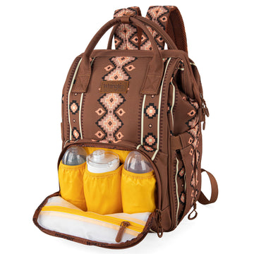 Montana West X Wrangler Diaper Bag Backpack Aztec Travel Backpack Purses Western Multi-Function Baby Bags For Mom With Waterproo