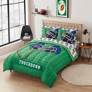 Kids Bedding Set Bed In A Bag For Boys And Girls Toddlers Printed Sheet Set And Comforter, Full, Football