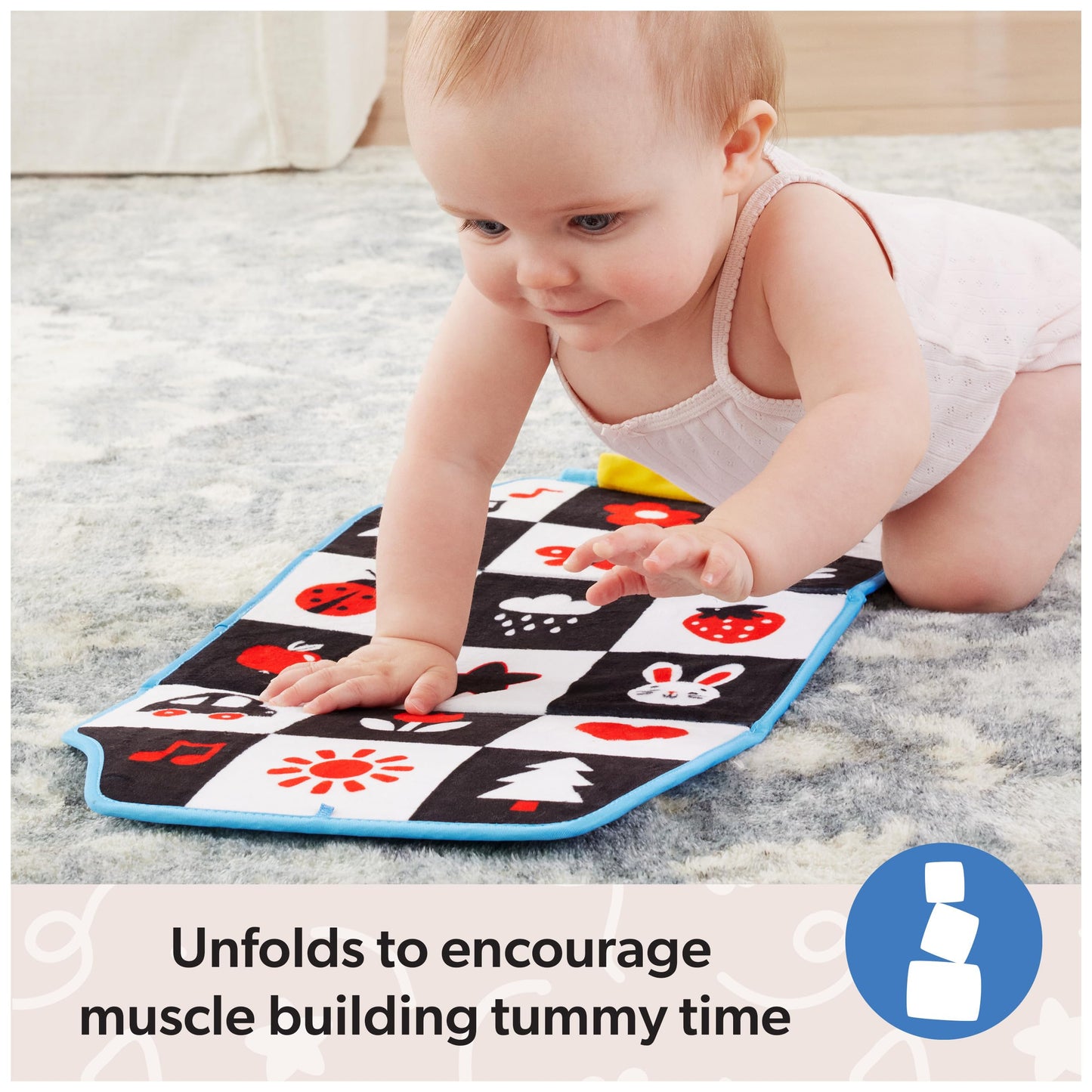 Ms. Rachel Official Tummy Time Activity Bus Folding Play Mat With Baby Mirror & Sensory Toys For Interactive Play Baby Learning