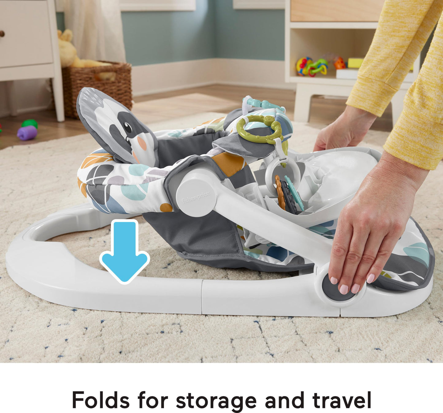 Fisher-Price Portable Baby Chair Sit-Me-Up Floor Seat With Snack Tray, Developmental Toys & Washable Seat Pad, Cute Sloth