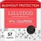 LILLYDOO Baby Diapers - Size 6 (29+ lbs), Half-Monthly Supply (57 Count), Leak Protection, Skin-Friendly, Ultrasoft, Perfume- & 