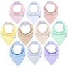 Diapersquad'S 10-Pack Baby Bibs For Drooling And Teething - Bandana Bibs For Girls, Boy, Soft Cotton Baby Drool Bibs (Pastel)