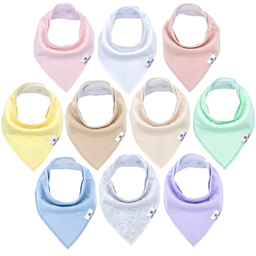 Diapersquad'S 10-Pack Baby Bibs For Drooling And Teething - Bandana Bibs For Girls, Boy, Soft Cotton Baby Drool Bibs (Pastel)