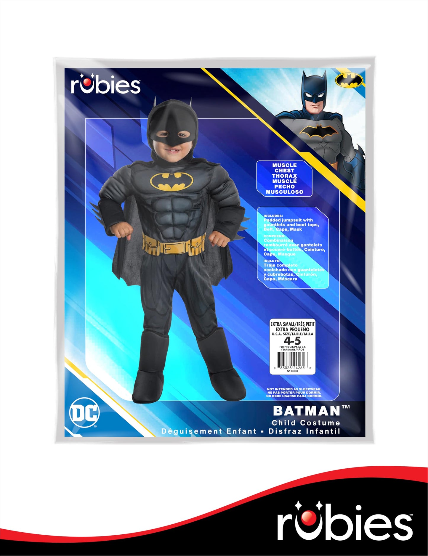 Rubie'S Dc Comics Toddler Deluxe Batman Costume, X-Small (510303)