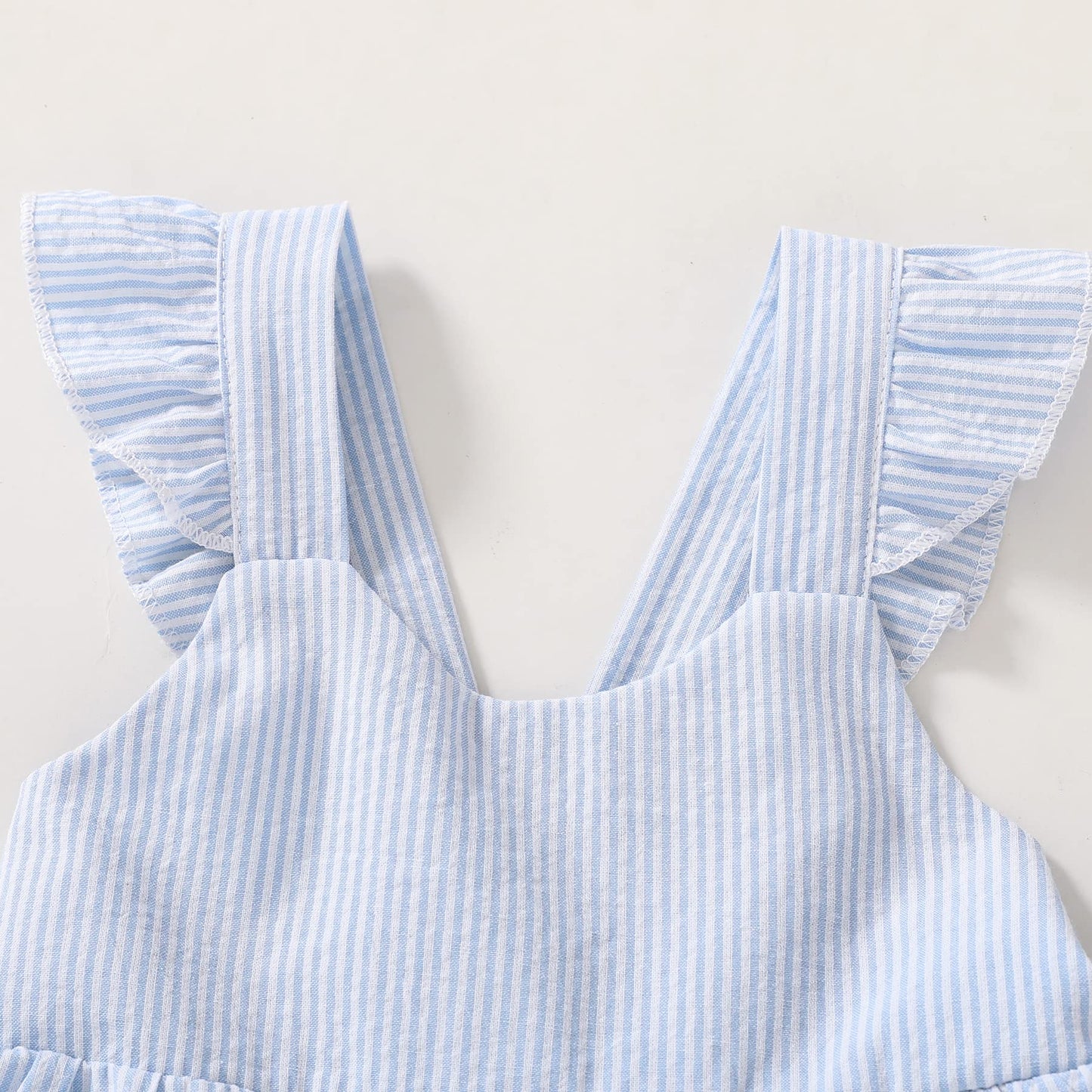 Younger Tree Toddler Baby Girl Dress Summer Outfits Stripe Flutter Sleeve Smocked Dress Kids Causal Boho Dresses Clothes (5-6T,