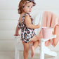 Mud Pie Girls' Leopard Swimsuit And Headband, Pink, 6-9 Months