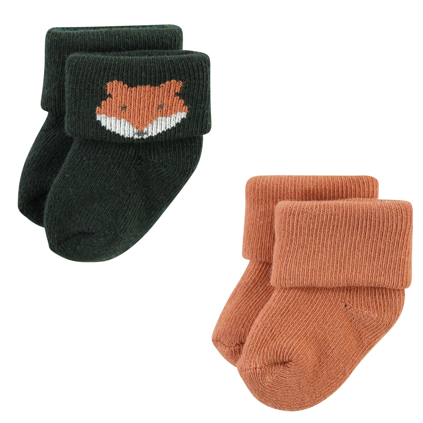 Hudson Baby Unisex Baby Cotton Rich Newborn And Terry Socks, Harvest Bear, 0-6 Months