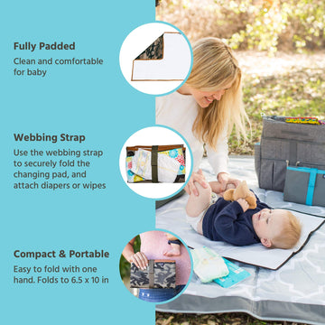 J.L. Childress Full Body Portable Changing Pad - Baby Diaper Changing Pad For Travel - Padded, Waterproof, Foldable - Extra-Larg