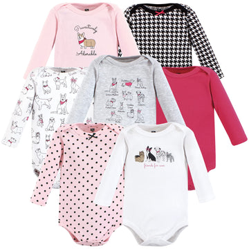 Hudson Baby Unisex Baby Cotton Long-Sleeve Bodysuits, Girl Dogs 7-Pack, Preemie