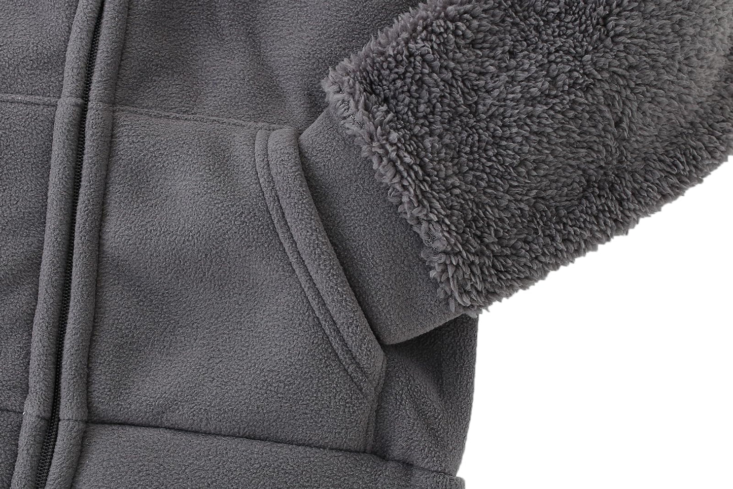 Amiyan Bear Ears Shape Fleece Warm Hoodies Clothes Toddler Zip-Up Light Jacket Sweatshirt Outwear For Baby Boys (Gray, 1-2T)