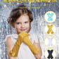 BIBUTY Princess Gloves for Little Girls Toddler Dress Up Gloves, Princess Dress Up Accessories Gold, Costume Set Toy Gift for 3