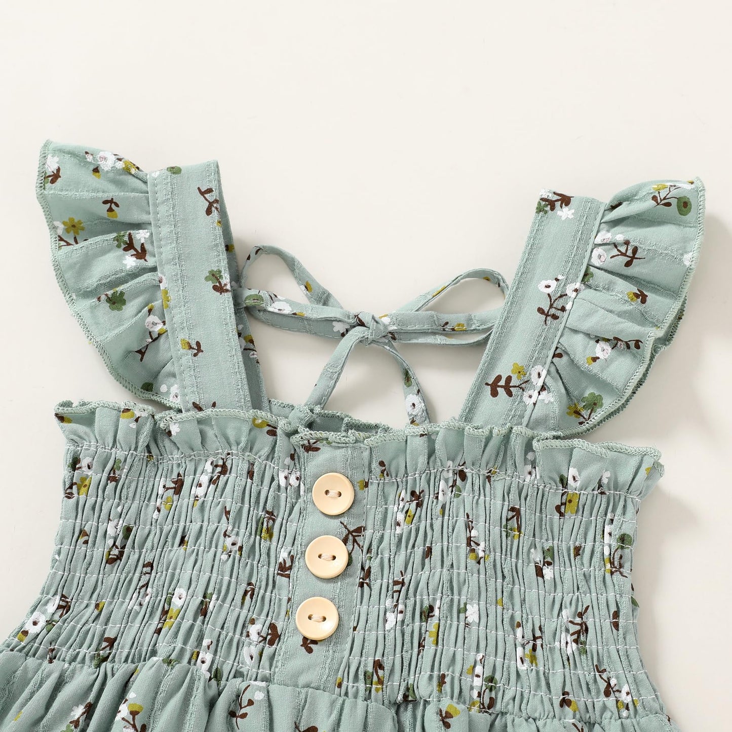 Jeelligular Toddler Dress Ruffle Sleeveless Button Down Denim Dress For Toddler Girls Summer Beach Casual A-Line Sundress(Green