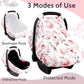 Carseat Cover Girls, Floral Baby Carseat Canopy With Zipper Mesh, Infant Stroller Cover, Watercolor Pink Flower