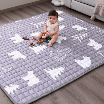 Wonday Thick Baby Floor Playmat For Playpen, Bear Foldable Kids Crawling Mat 71 X 79 For Babies 6-12 Months, Infant Playpen Mat