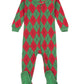 Leveret Kids & Toddler Footed Pajamas Boys Girls 100% Cotton Argyle Red & Green (Size 18-24 Months)