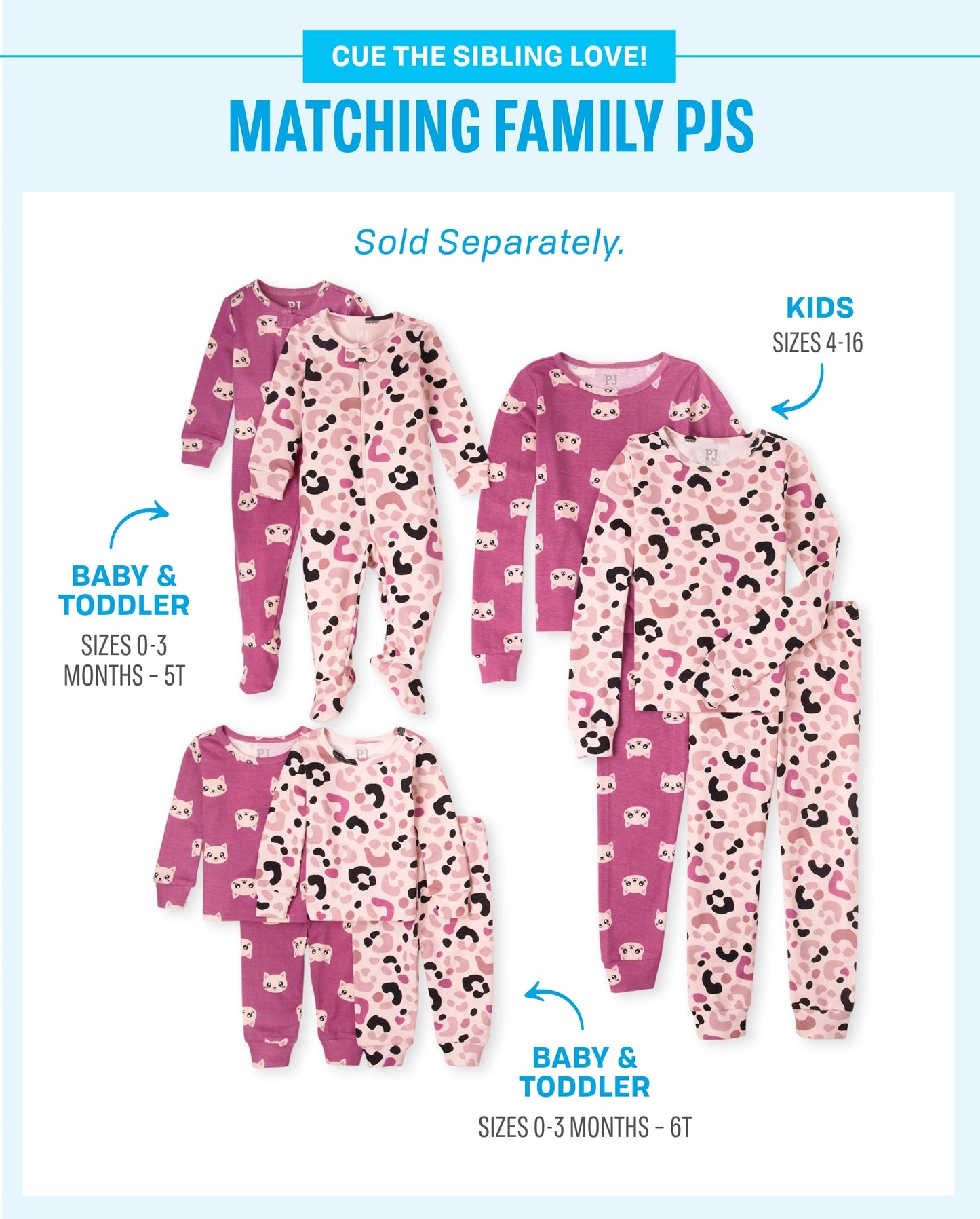 The Children'S Place Baby-Girl And Toddler Long Sleeve Top And Pants Pajama Set Leopard 2 Pack Baby & Toddler - Pj Set 0-3 Month