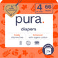 Pura Size 4 Eco-Friendly Diapers (18-31lbs) TCF Hypoallergenic, Soft Organic Cotton, Sustainable, up to 12 Hours Leak Protection