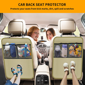 Zecirl 2 Pack Kick Mat Backseat Protector,Back Seat Cover for Kids,Car Seat Back Protectors with 2 Pocket Storage Organizer for
