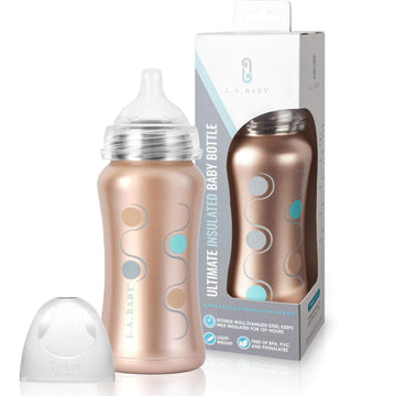 Stainless Steel Baby Bottle 9Oz Insulated Baby Bottle | Insulate Milk For 10+ Hours | Non-Toxic Food-Grade Stainless Steel & Foo