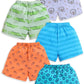 Luvlap Baby Boys & Girls Regular Fit 100% Cotton Shorts Pack Of 5, Sea Foam Green, Melange, Teal, Desert Flower & Deep Aqua, Xxl