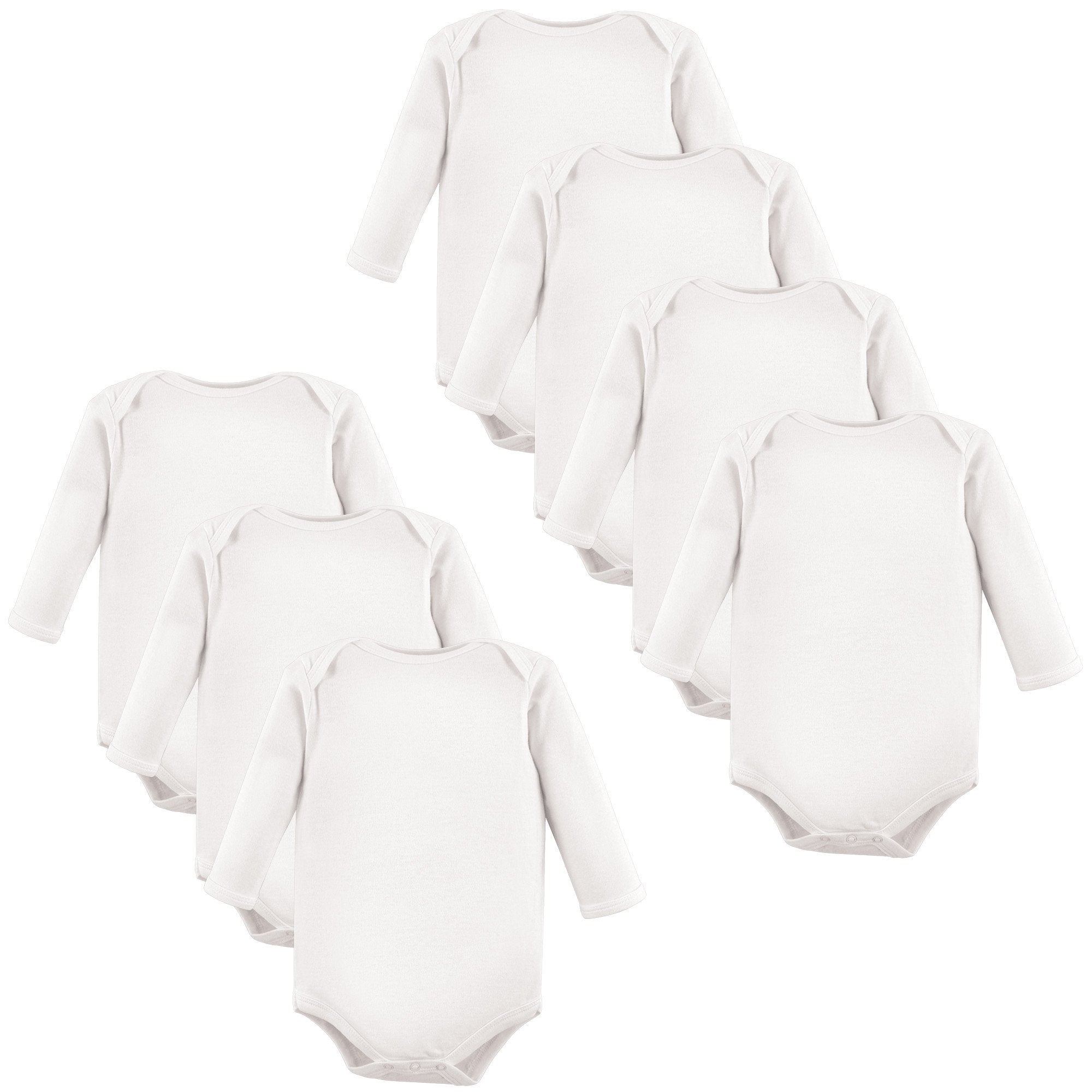 Luvable Friends Unisex Baby Cotton Long-Sleeve Bodysuits, White 7-Pack – Cutebab