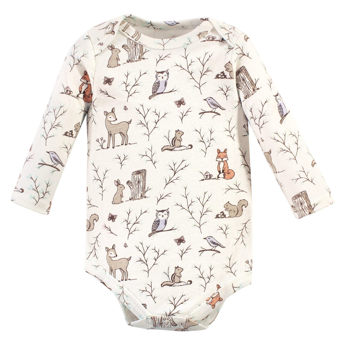 Hudson Baby Unisex Bodysuits Cotton Long-Sleeve Enchanted Forest, 3-6 Months, Enchanted Forest 3-Pack, 3-6 Months Us