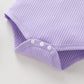Tiny Cutey Baby Girl Clothes Infant Summer Outfits Set Ruffle Sleeve Romper And Floral Shorts With Headband (Lilac Romper+Purple