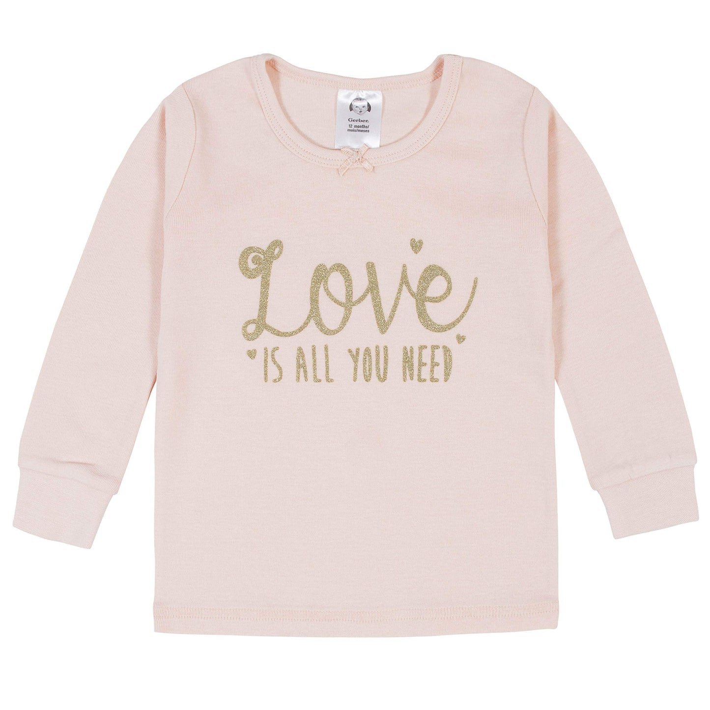 Gerberbaby Girlstoddler Snug Fit 4-Piece Pajama Setlove Pink2T