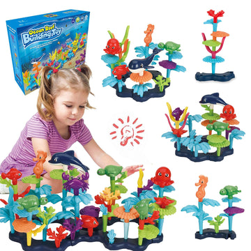 KC Republic Ocean Reef 125 pcs Building Toy Set for Toddlers and Kids Age 3, 4, 5, 6 Year Old Boys and Girls Stacking Reef Garde