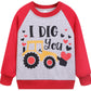 Akyzic Boys Valentines Day Clothes Toddler Heart Shirt Love Sweatshirt Toddler Boy Truck & Bulldozers Raglan Long Sleeve Pullove