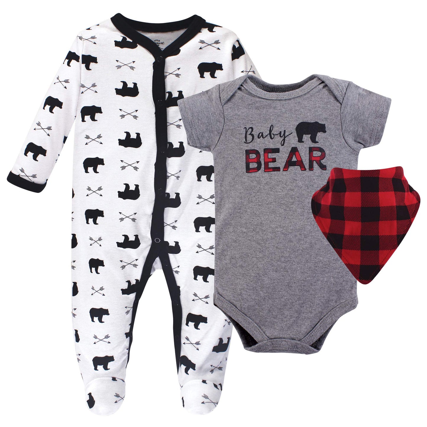 Little Treasure Unisex Baby Sleep And Play, Bodysuit And Bib, Baby Bear, 3-6 Months