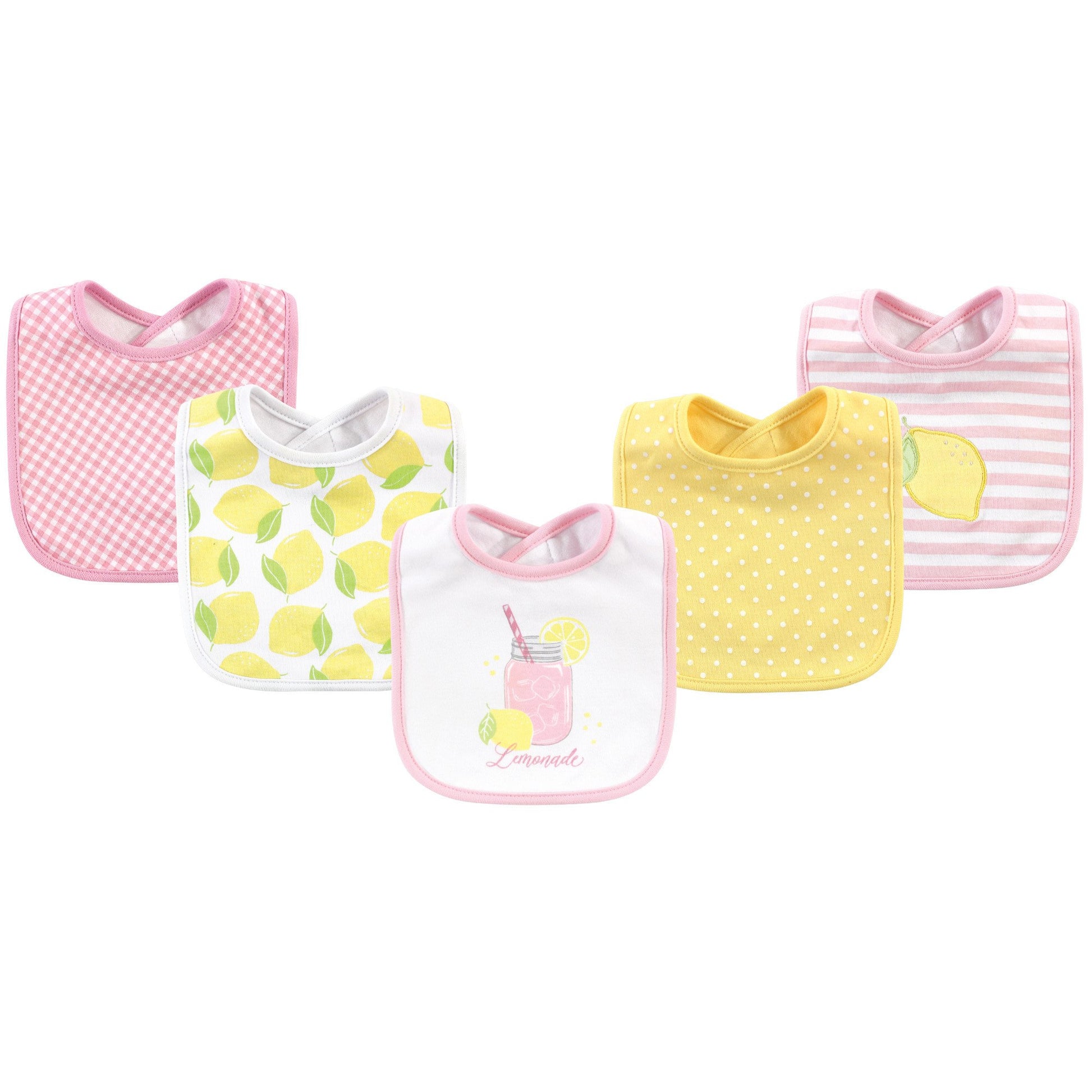 Hudson Baby Unisex Baby Cotton Bibs, Lemonade, One Size