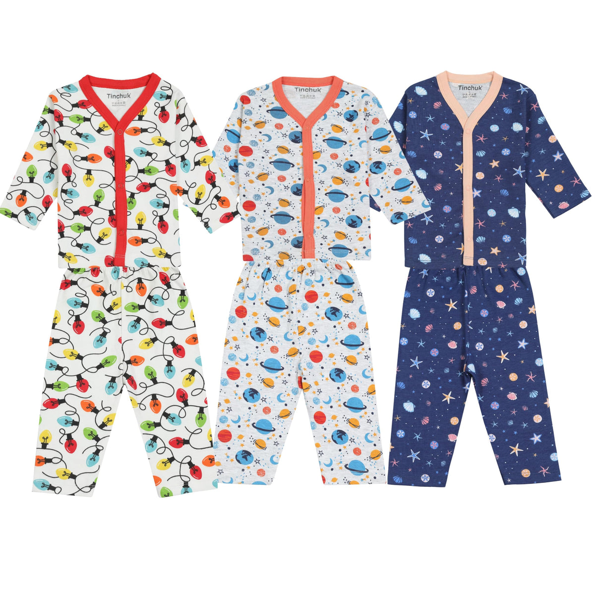 Tinchuk Cotton Printed Baby BoyS & Baby GirlS TShirt And Pant Set (Multicolor, 0 Months3 Months)