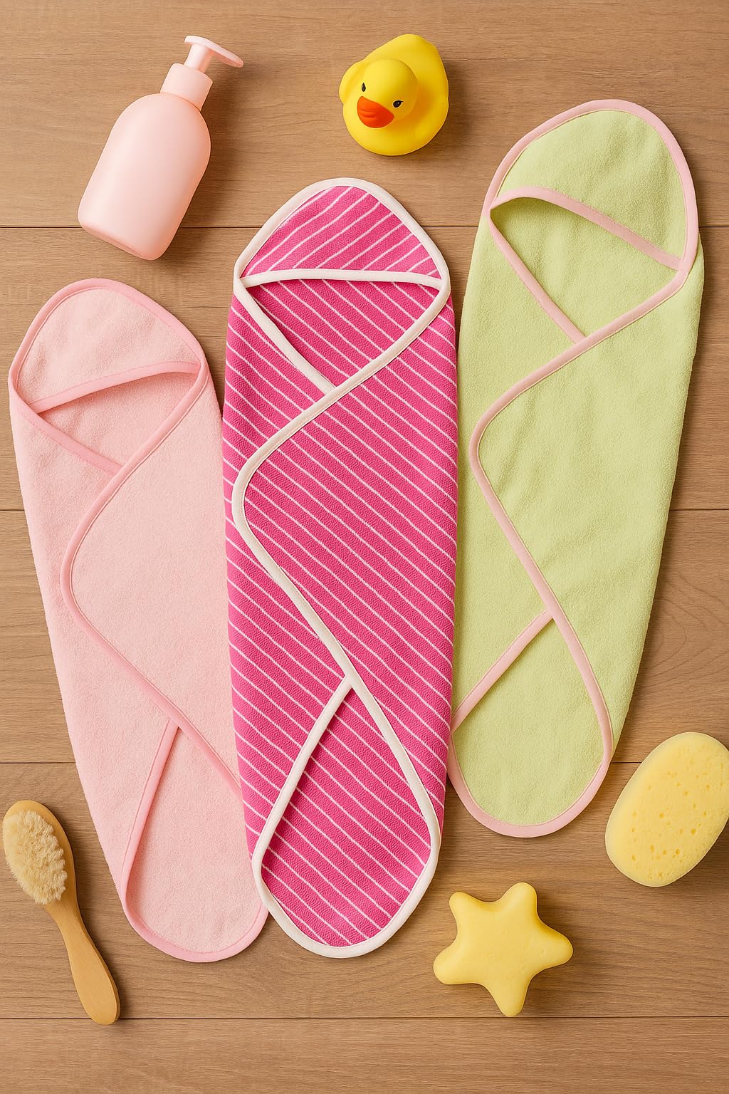 TuddyBuddy Ultra Soft 100% Cotton Hooded Towel for Babies/Ideal for New Born Babies (30 X 30 Inches) (Pack of 3  Assorted)