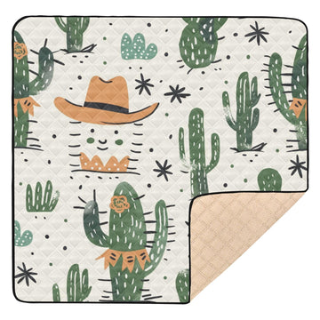 KICPOAY Baby Play Mat Green Cactus Cowboy Boho 50 x 50 Playpen Mat Baby Play Mats for Floor Play Gym Crawling Mat Non-Slip Cushi