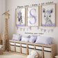 Safari Animals Girls Nursery Bedroom Unframed Set Of 3 Poster Prints, Personalized Name Pink Or Purple Flowers Wall Art Decor Ne