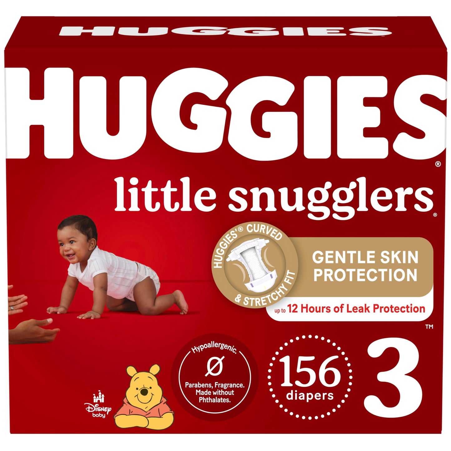 Huggies Size 3 Diapers, Little Snugglers Baby Diapers, Size 3 (16-28 lbs), 156 Ct (6 packs of 26)