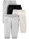 Simple Joys By Carter'S Unisex Babies' Fleece Pants, Pack Of 4, Black/Ivory/Light Grey/White Stripe, 18 Months