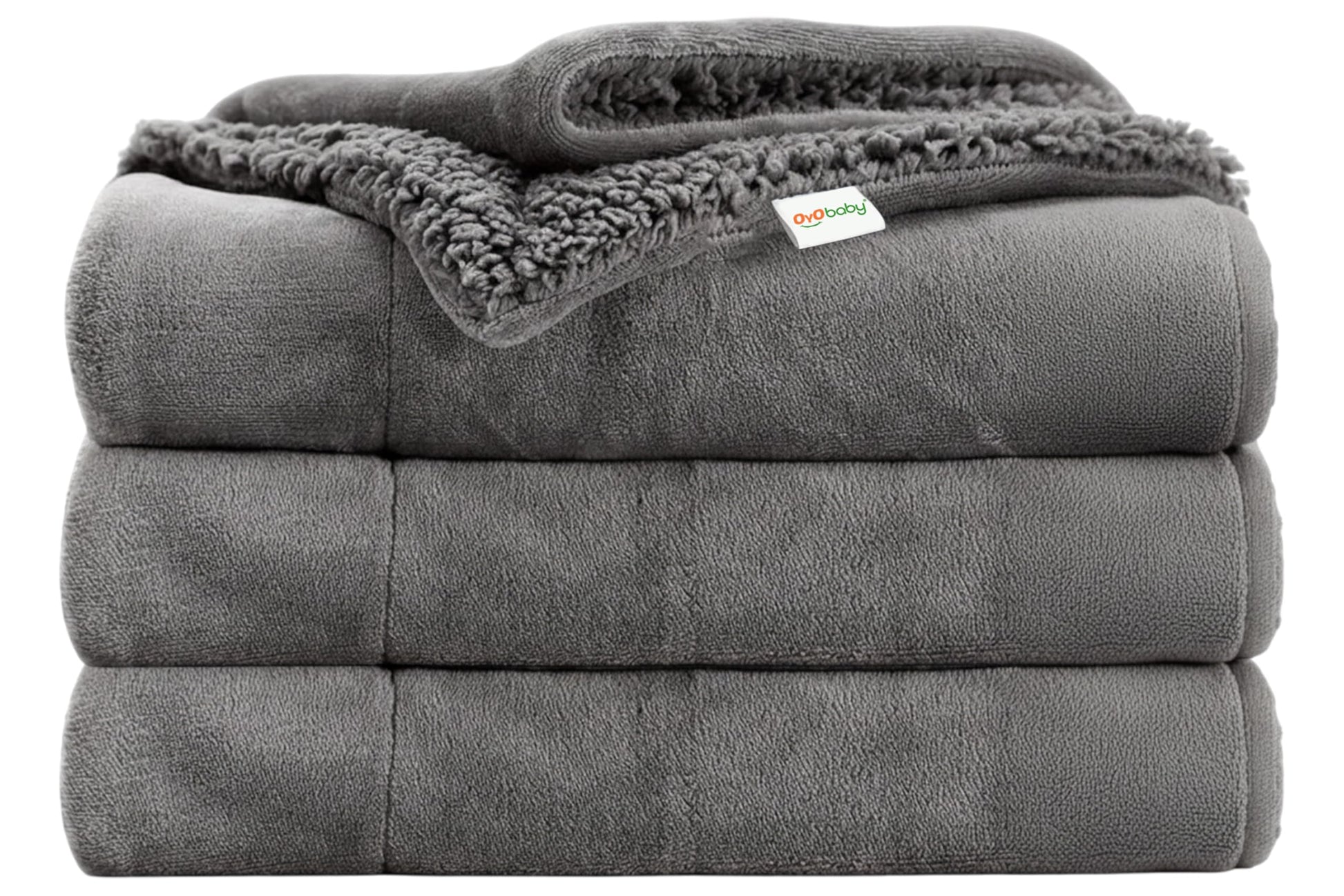 Oyo Baby Sherpa Blanket Double Bed (220X228 Cm) | Thick Heavy Winter Blanket | Reversible Flannel & Sherpa | Warm Cozy Quilt For