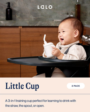 Lalo Little Cup 2-Pack, Non-Toxic Silicone Straw Cup With Handles - Baby And Toddler Sippy Cup - Mini Cup And Straw Training Sys